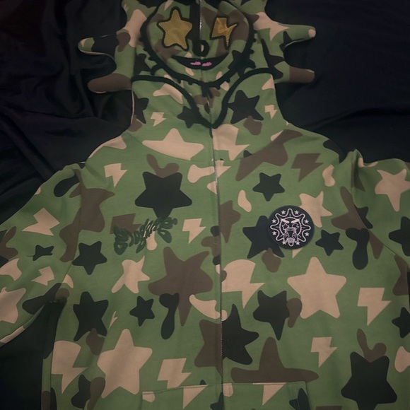 Glo gang full zip camo hoodie